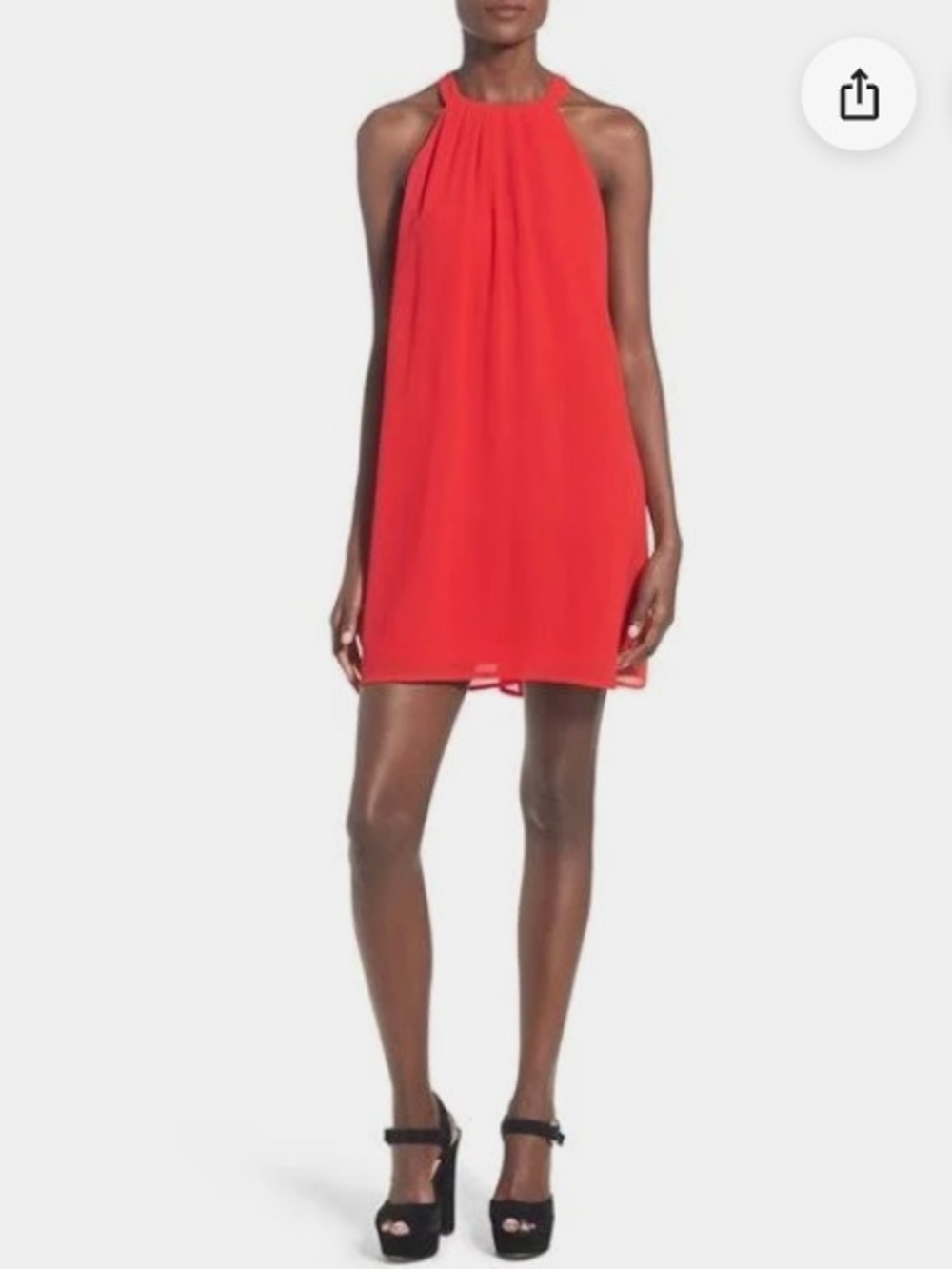 ASTR Red Halter Mini Trapeze Dress